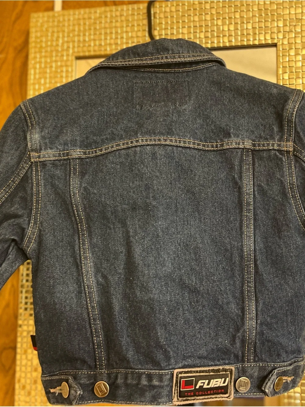 FUBU Kid’s Dark Blue Denim Jacket with Contrast Stitching